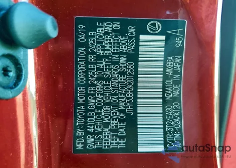 2019 Lexus Ux 200 z USA, uszkodzony, nr VIN JTHY3JBH2K2012580